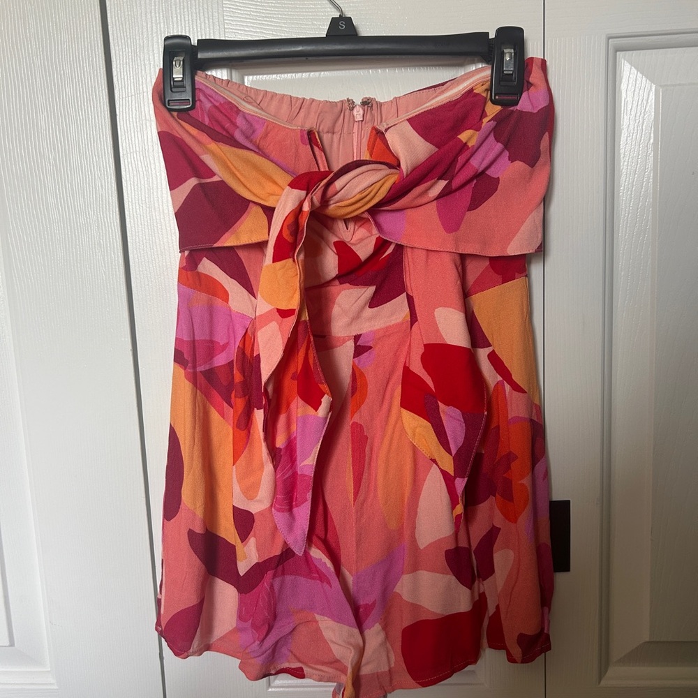 Lulu's Pink and Red Strapless Romper